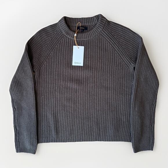 Quince Sweaters - Quince Fisherman Crew Sweater Women's Small Brown Organic Cotton Pullover NWT